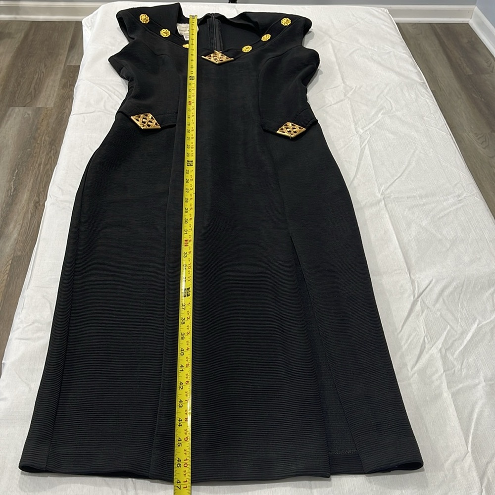 Vintage Joseph Ribkoff women size 8 dress black cocktail sleeveless gold decor - Picture 15 of 16